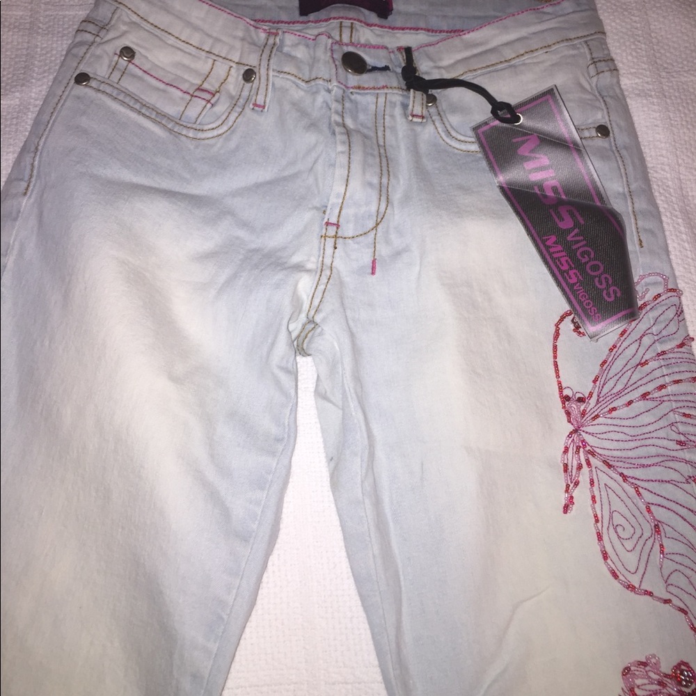 ✨🆕 MISS VIGOSS✨crop jeans with beaded butterflies