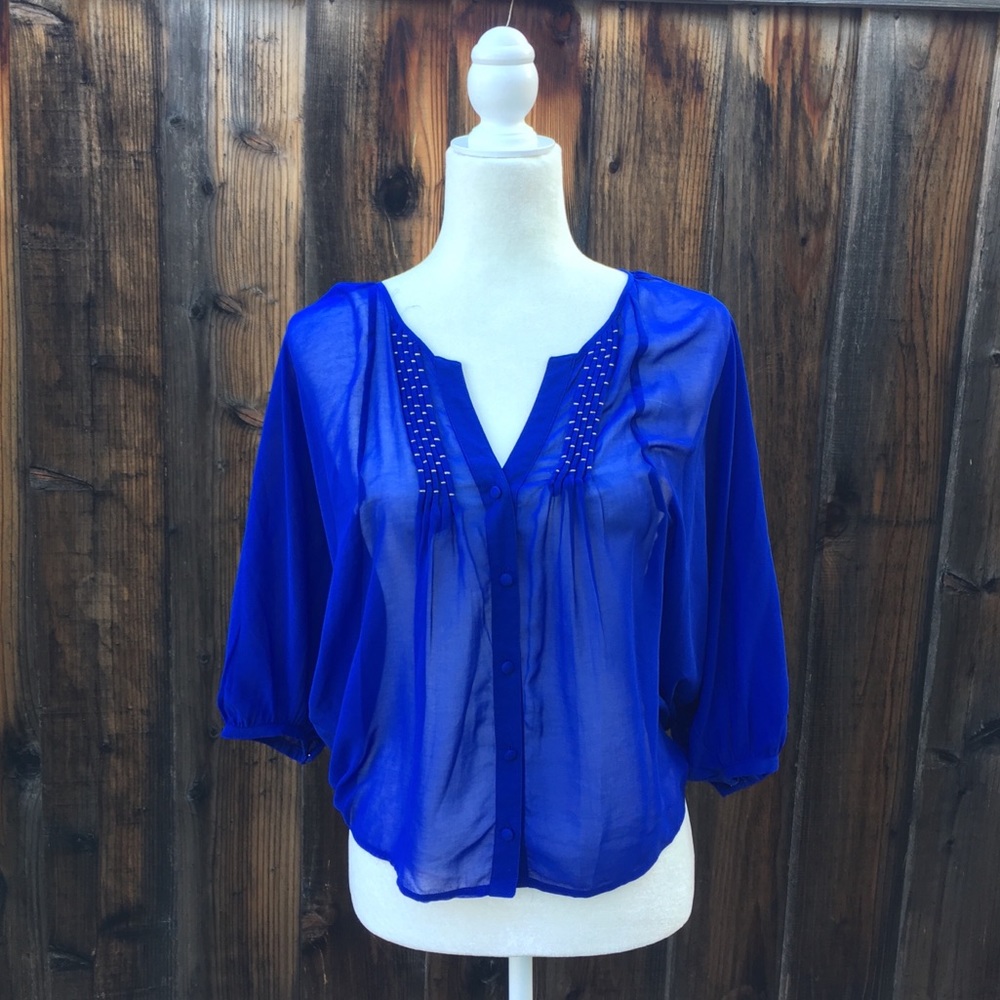 Royal Blue Sheer Blouse