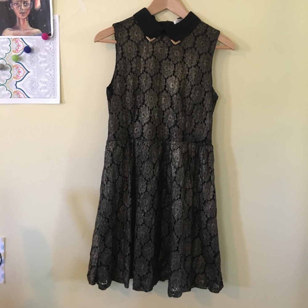 ASOS The Style Gold and Black Lace Collared Dress