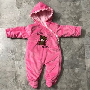 Lullababy One Piece Pink Teddy Bear Footie Jacket