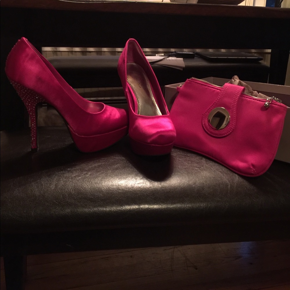 Hot pink platform stilettos