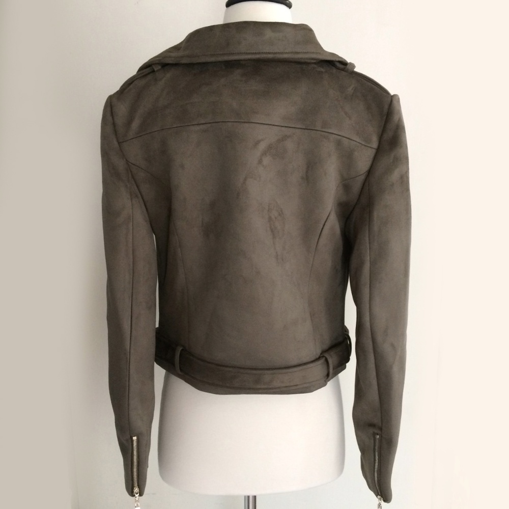 Romeo & Juliet Couture Suede Moto Olive Jacket - Picture 3 of 7
