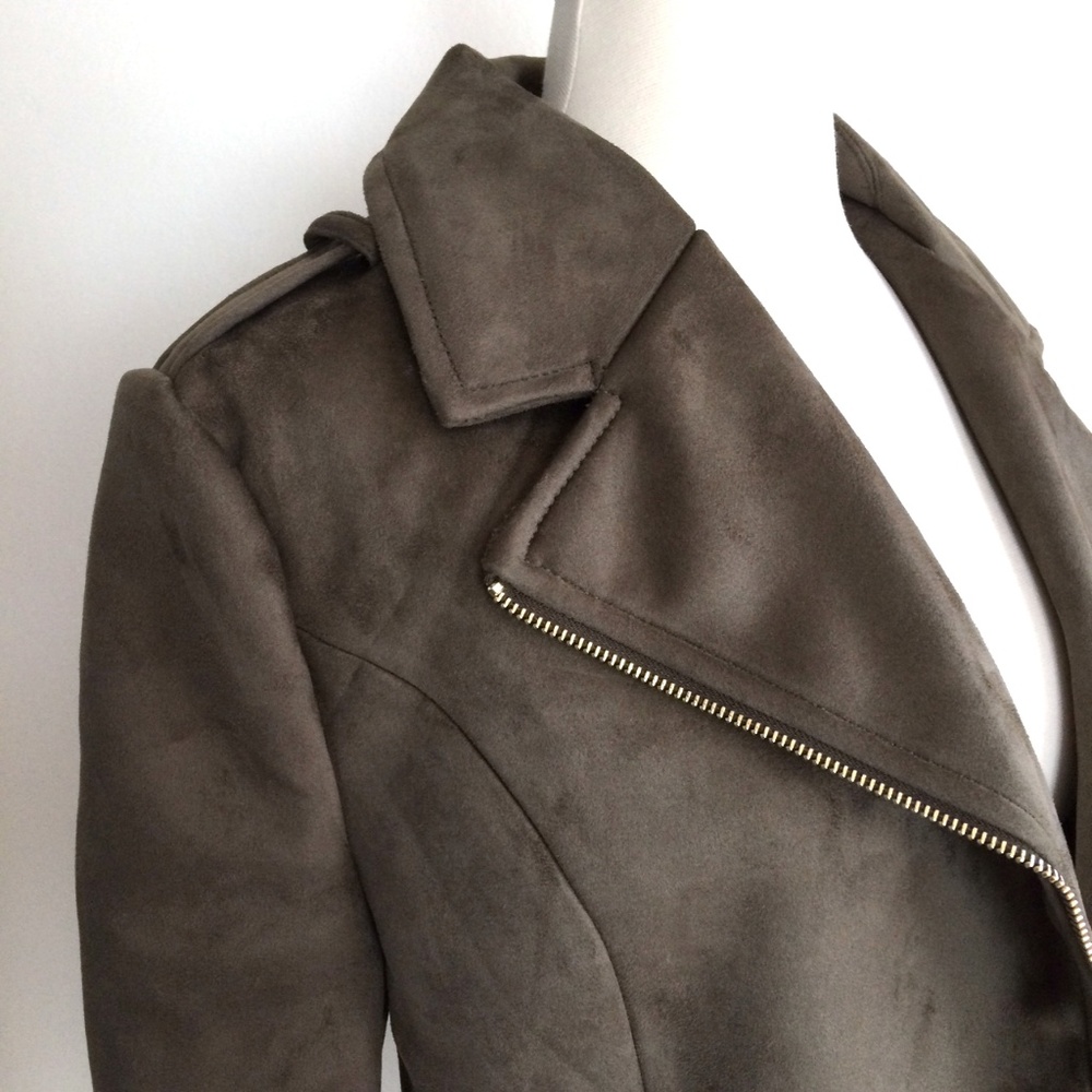 Romeo & Juliet Couture Suede Moto Olive Jacket - Picture 5 of 7