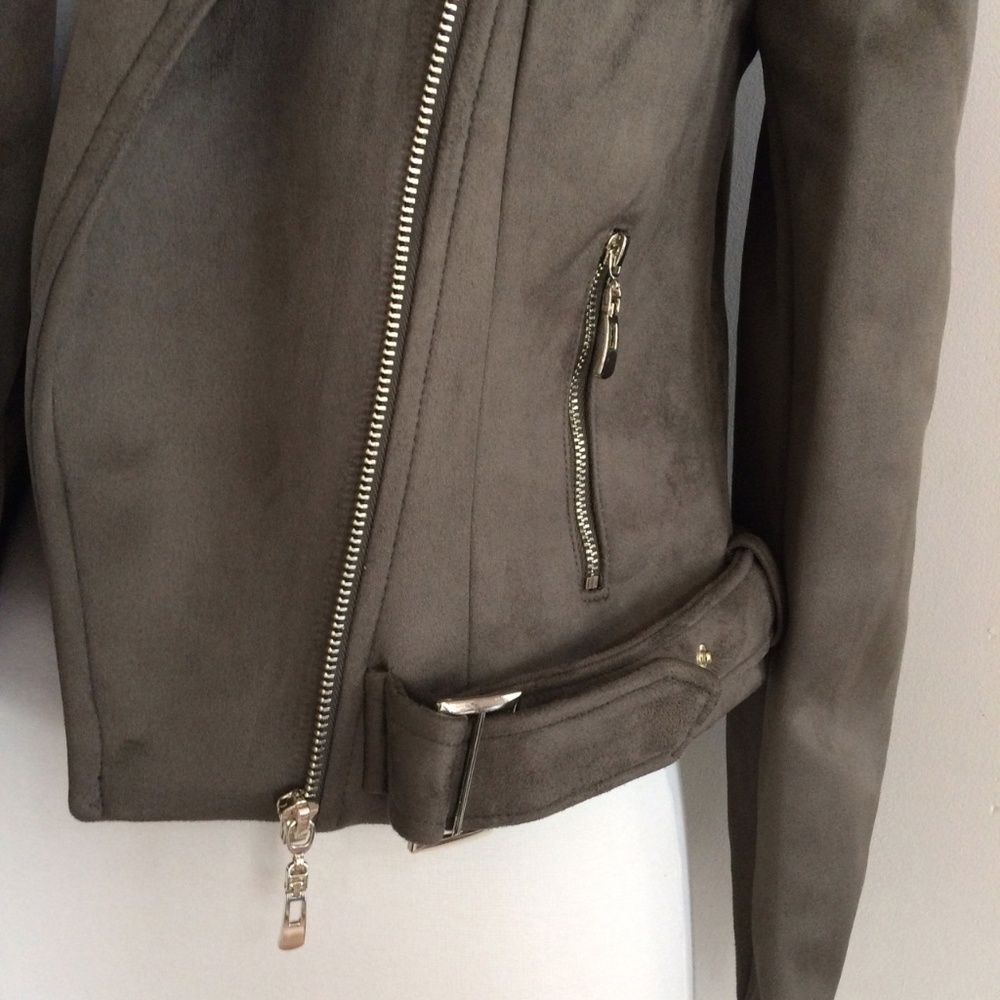Romeo & Juliet Couture Suede Moto Olive Jacket - Picture 4 of 7