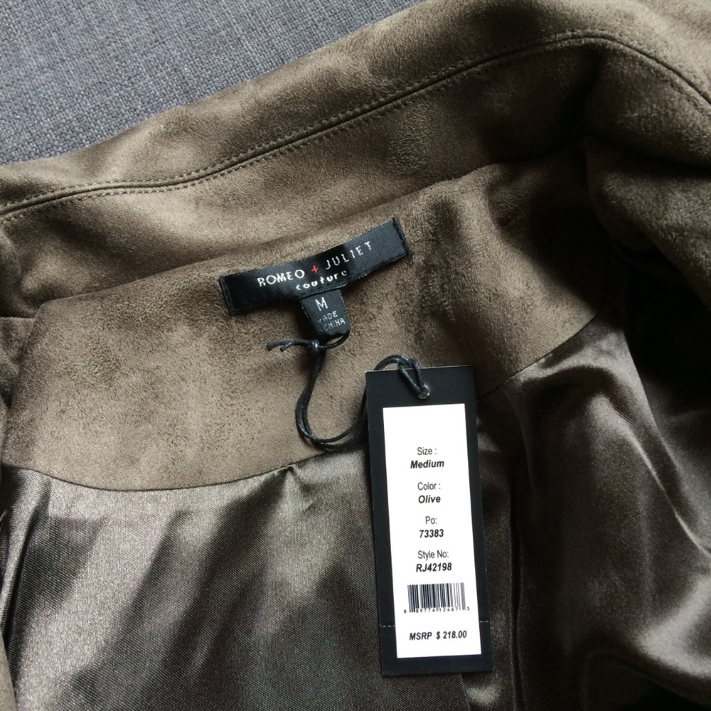 Romeo & Juliet Couture Suede Moto Olive Jacket - Picture 7 of 7
