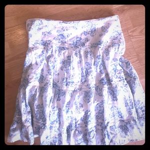 Blue and white mid calf skirt
