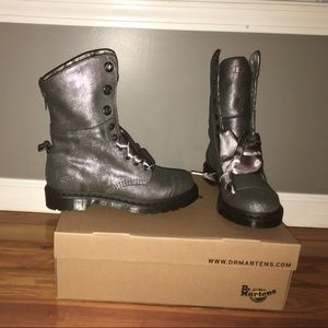 Dr. Martens Aimilie Metalic Suede boots.