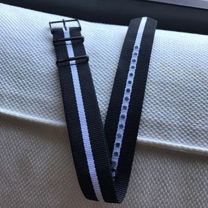 Fossil Black Stripe 22mm Polyester Strap