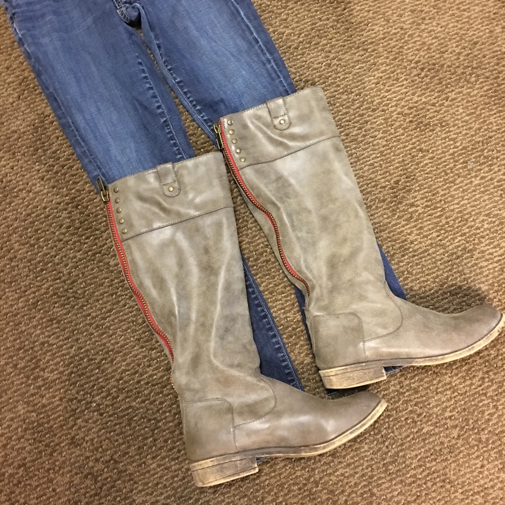 Madden Girl Boots with Red Zipper Back