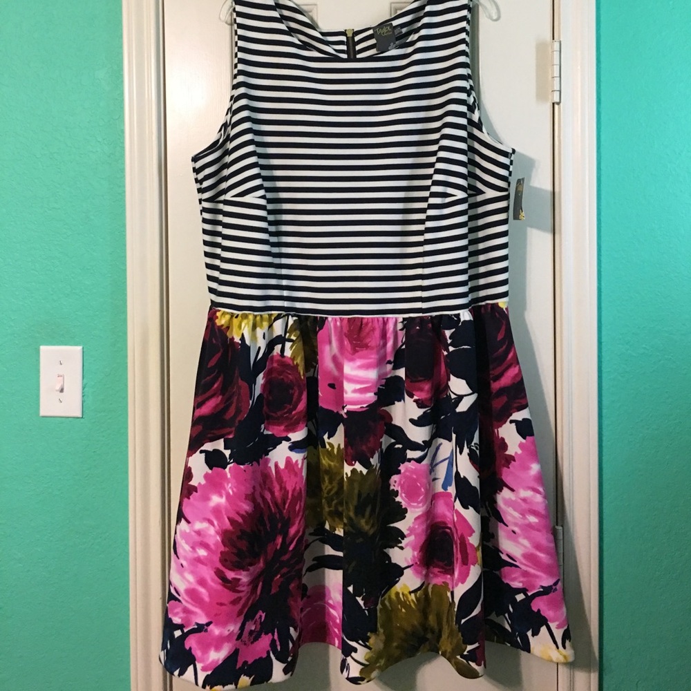 Mixed Print Ponte Scuba Dress
