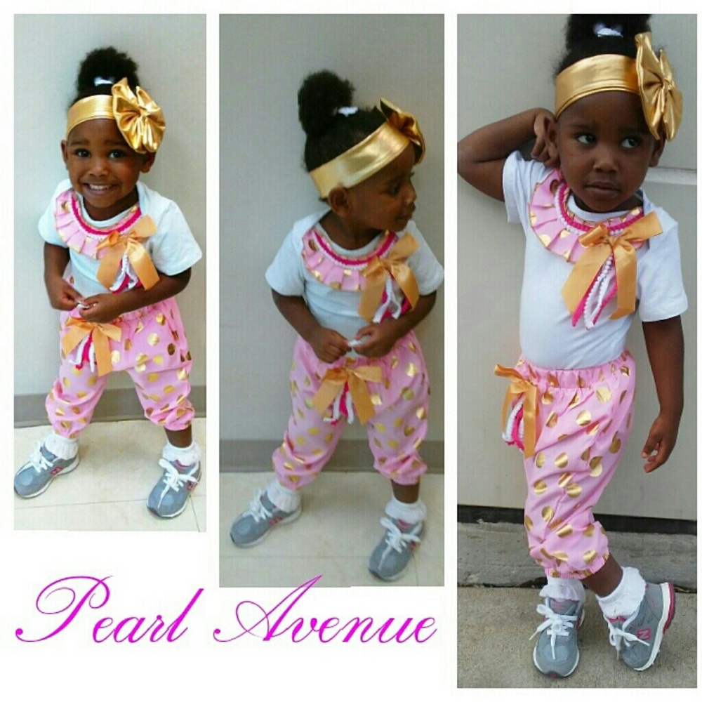 Toddlers Applique Romper & Dot Jogger Pant Set