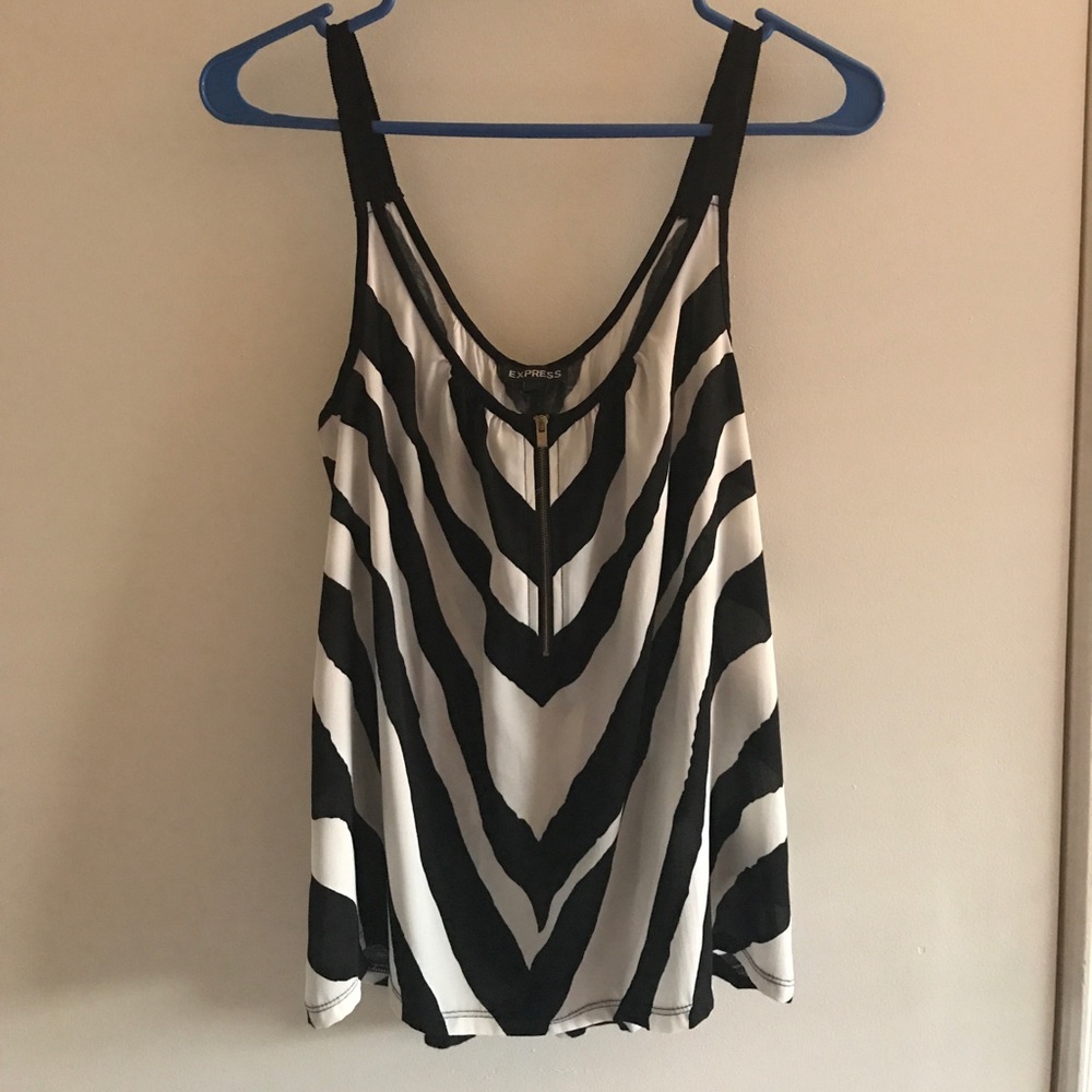Black and white stripped tank