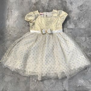 Nannette Toddler Girl Formal White and Gold Dress