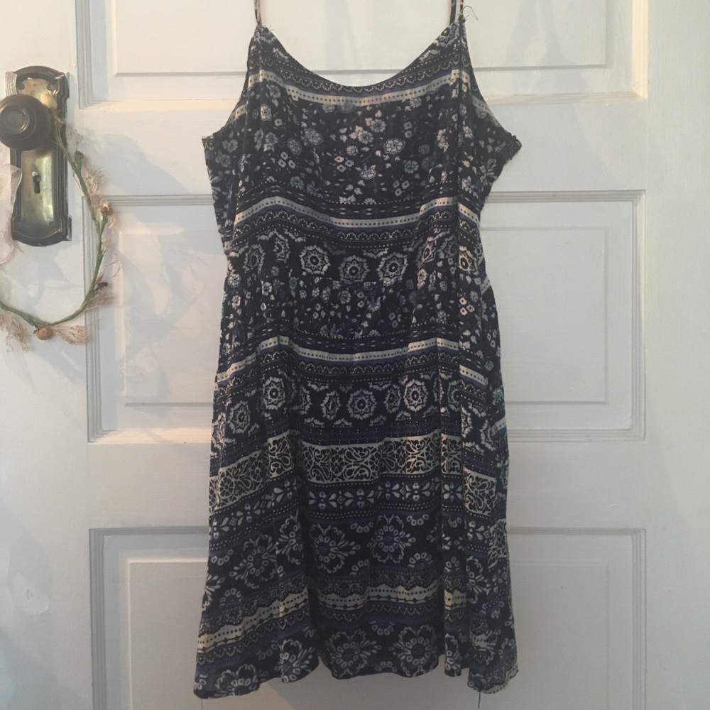 Blue boho babydoll dress