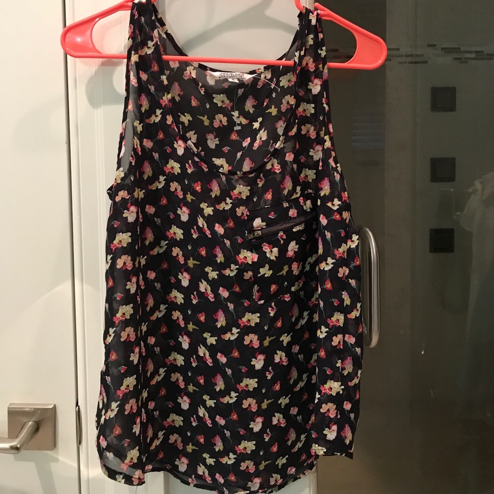 Black floral shirt