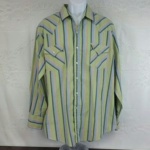 Ely Cattleman XL Striped Pearl Snap Button Down