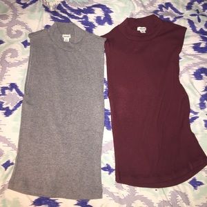 MAROON AND GRAY HIGH NECK TANK TOPS