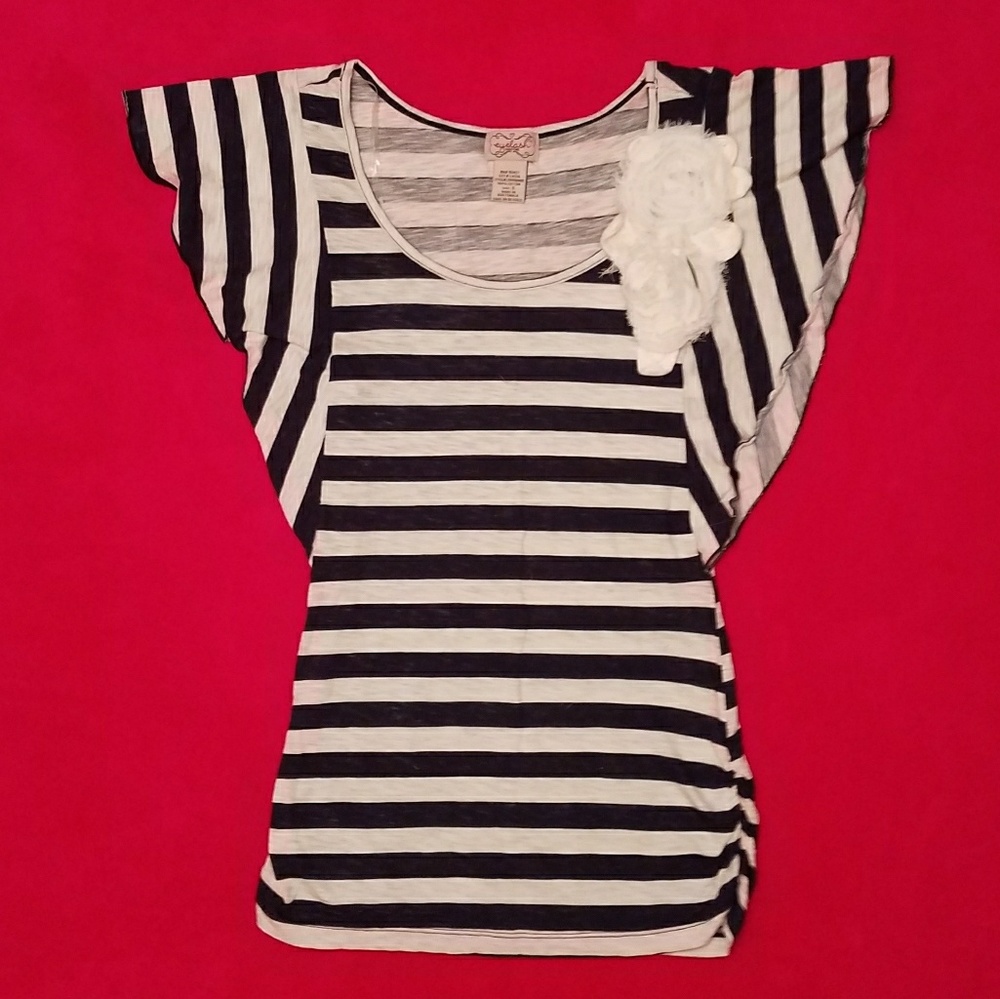 Eyelash Couture Navy & Cream Striped Shirt