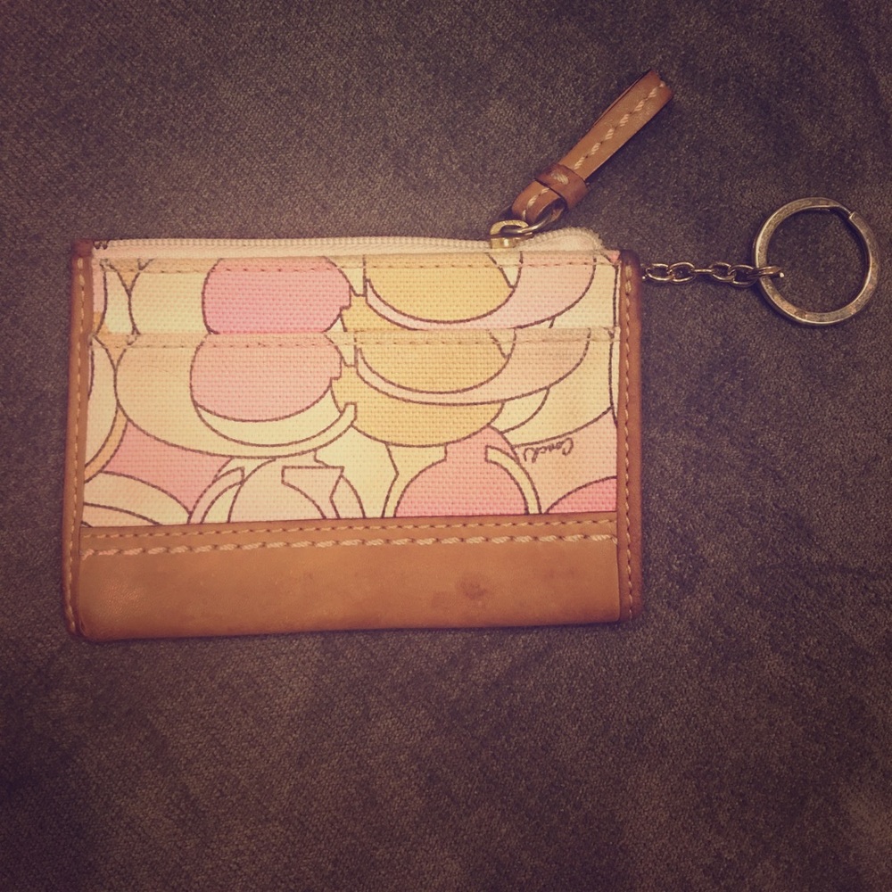 Pink Coach Coin Purse Keychain