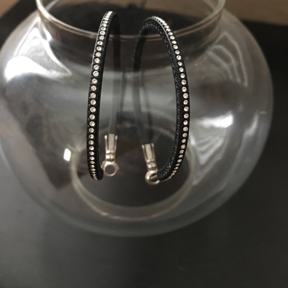 Brighton-Black, rhinestone, hoop earrings