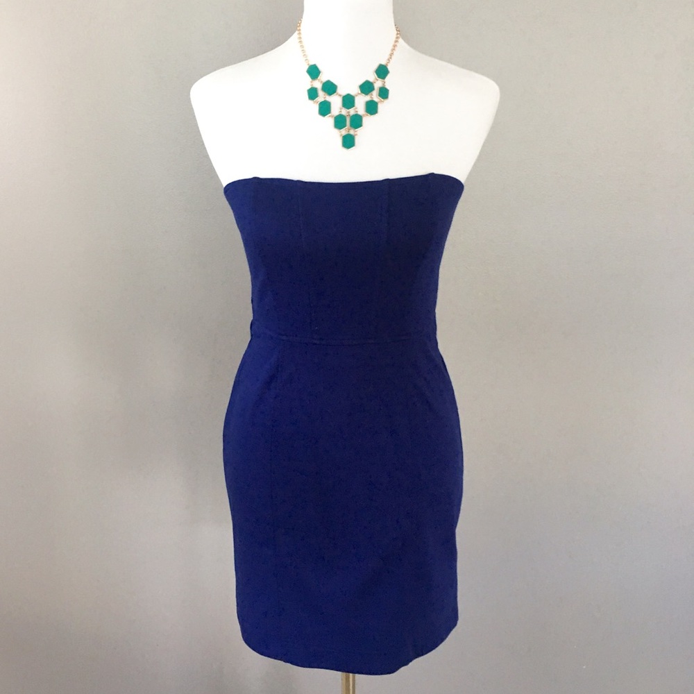 Dark Blue Strapless Body-con Dress