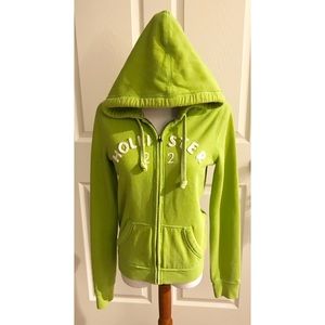 Hollister Lime Green Full-Zip Hoodie, Size M
