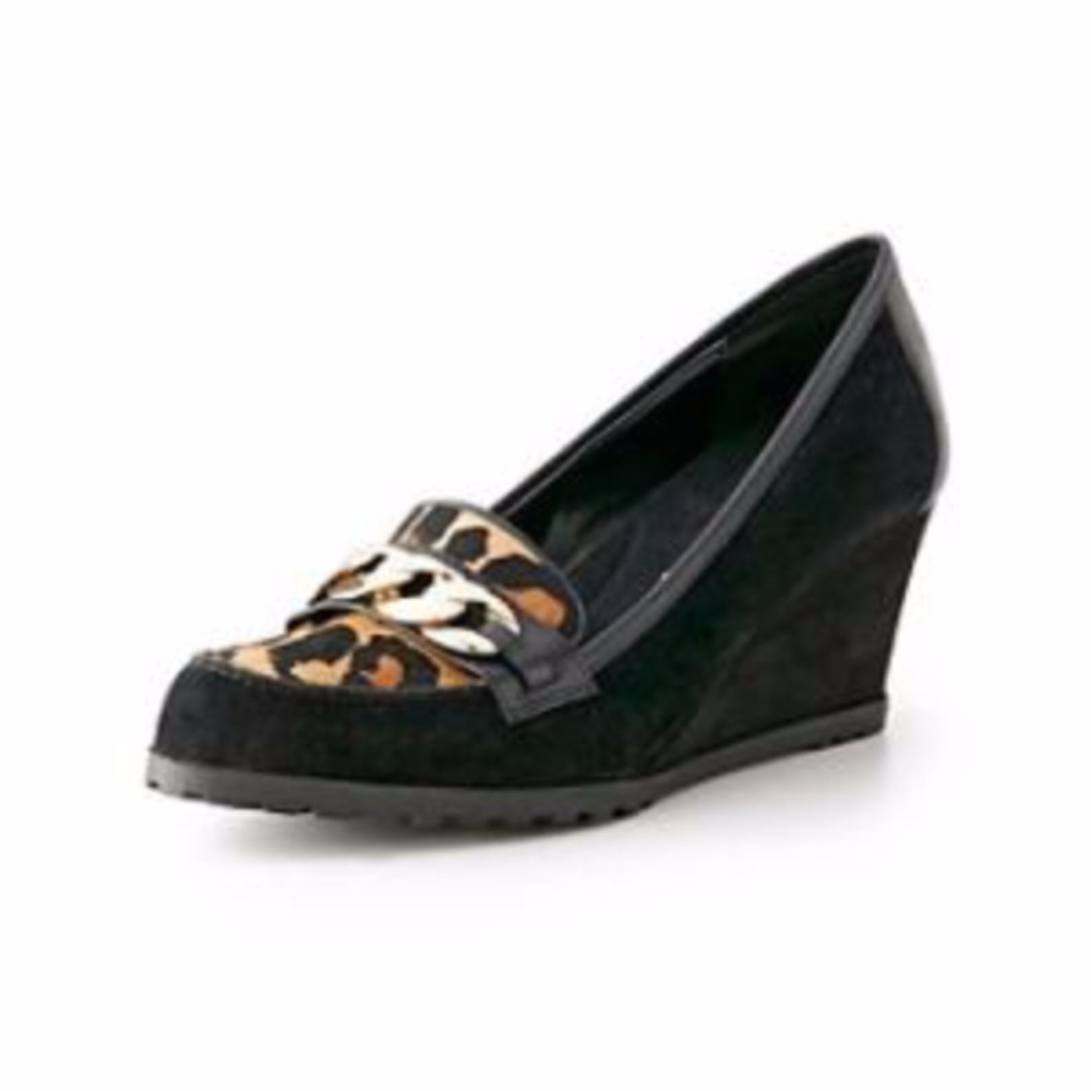 Anne Klein  Black Suede Wedges