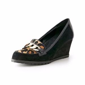 Anne Klein  Black Suede Wedges