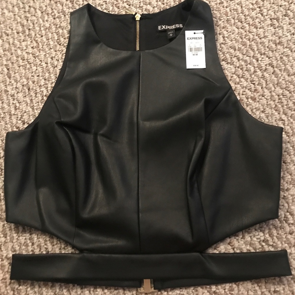 Express NWT Faux Leather Crop Top