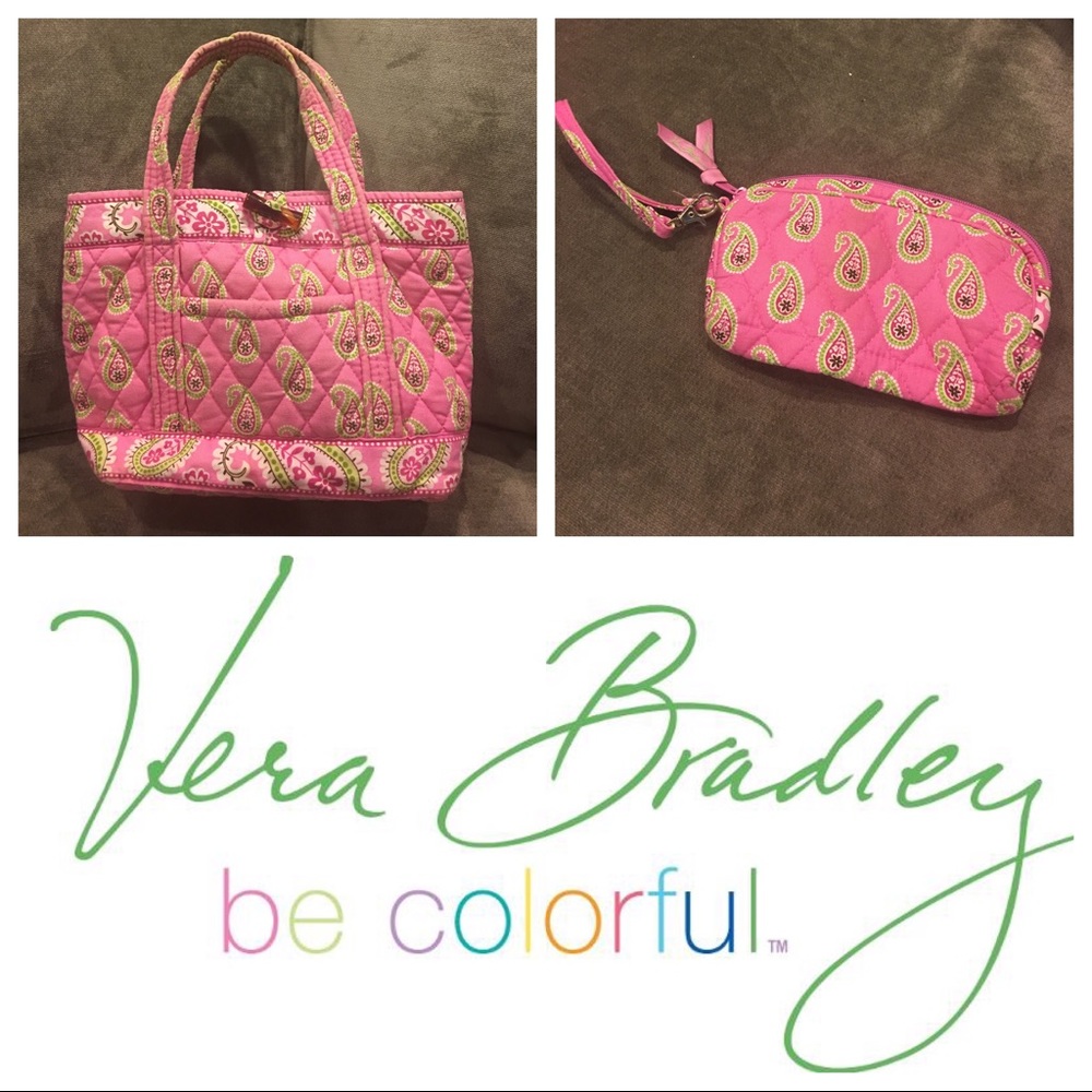 Pink Vera Bradley Mini Tote and Matching Wristlet