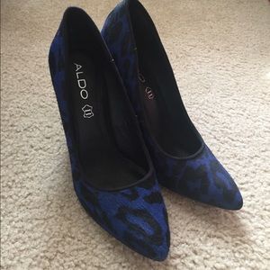 Aldo leather blue leopard print shoes 7.5