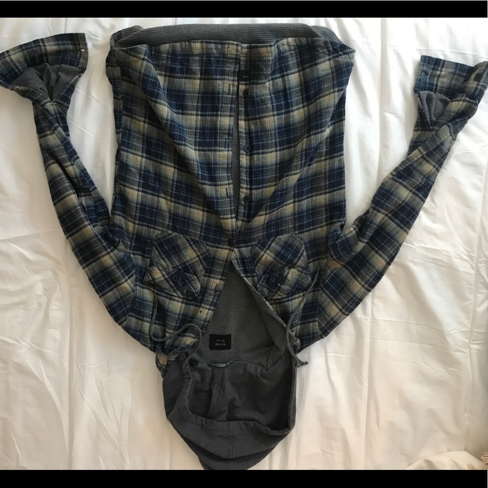 BUTTON UP PLAID/GREY HOODIE