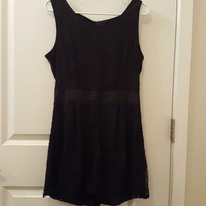 Material Girl Black Lace Romper with Open Back