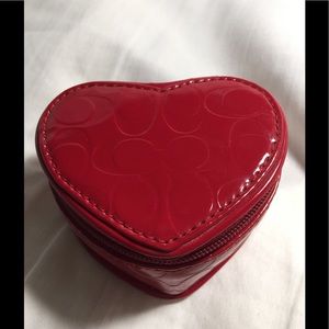 Coach Red Patent Leather Heart Jewelry Travel Case