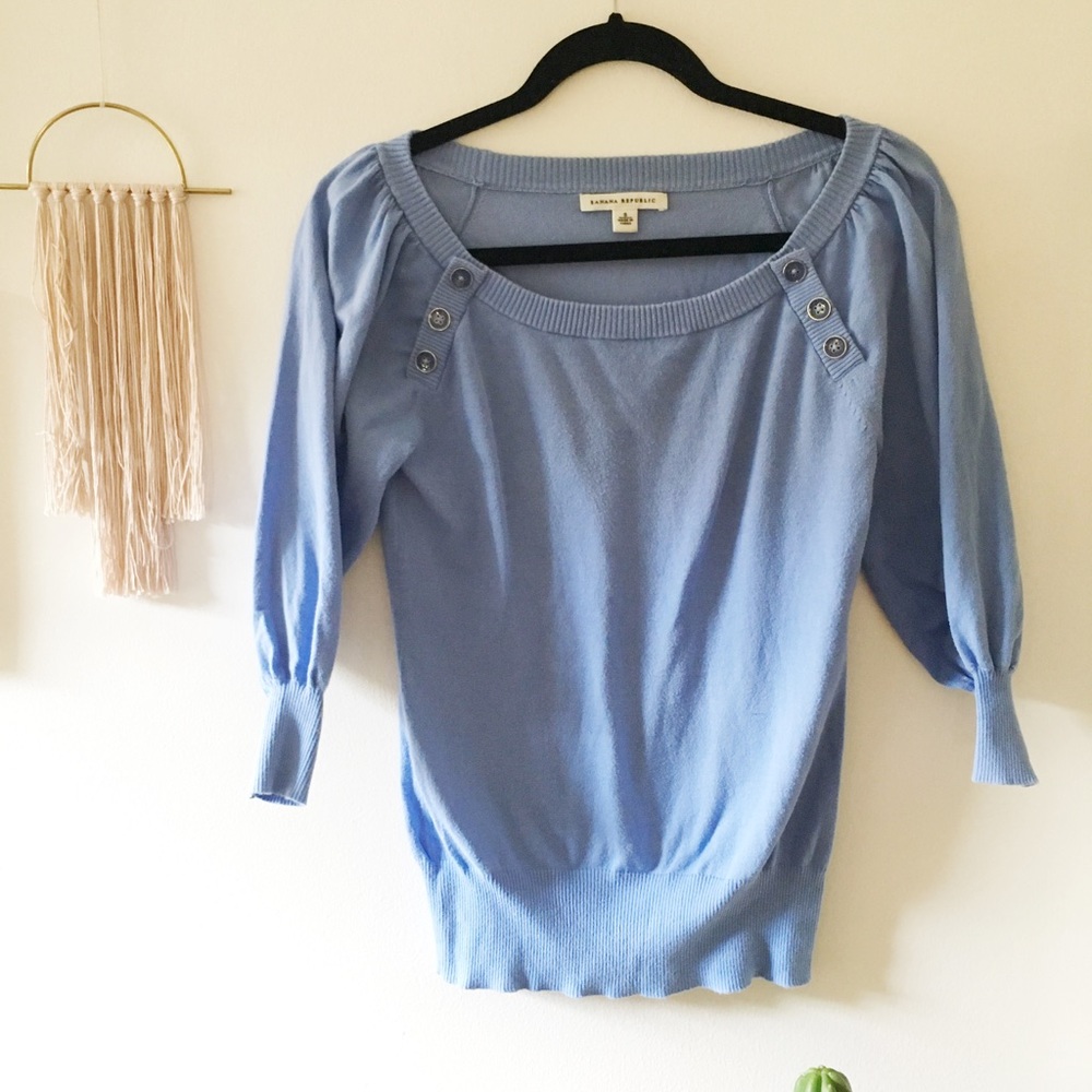 🎉🎉🎉 Banana Republic sky blue button top