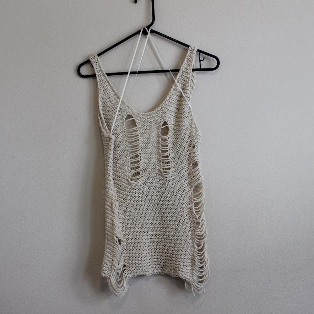 Oversized Distressed Knit Tank - Urban Outfitters