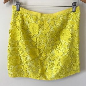 Madewell yellow lace mini skirt
