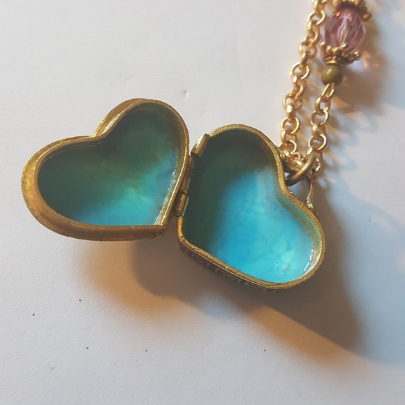 VTG Heart Cloisonne Box Locket Necklace - Picture 6 of 8