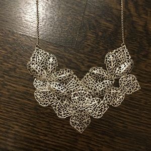 NWT Silver Leaf Statement Necklace