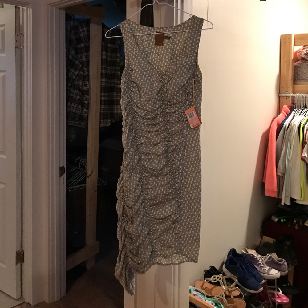 Olive green polka dot dress