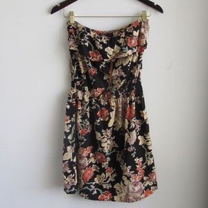 Speed Control Strapless Black & Red Floral Dress