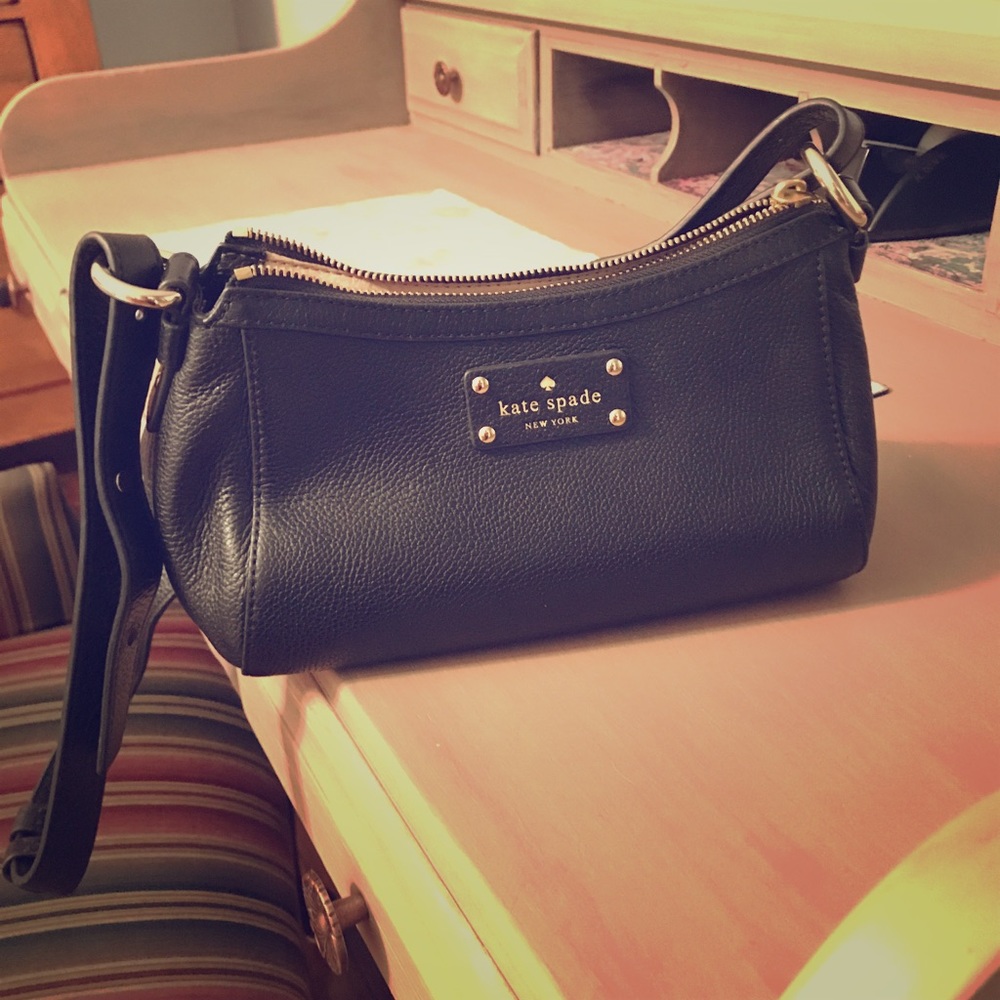 Kate Spade black leather crossbody purse