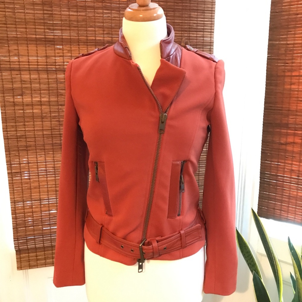 Rachel Zoe Burnt Orange Motorcycle Jacket