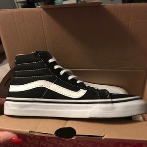 Black high top old skool vans