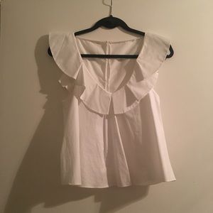 ruffle v-neck