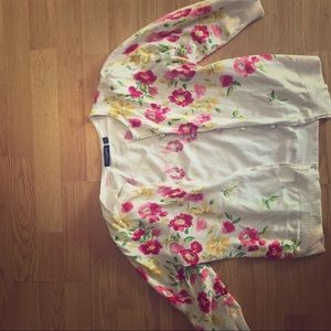 Floral quarter sleeves cardigan