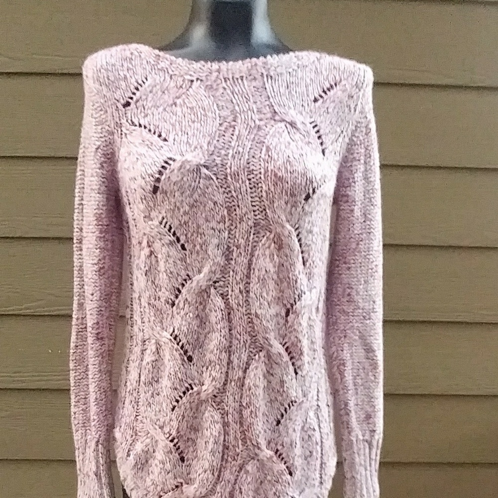 St John's Bay sweater size small rounded hem cable