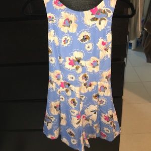 ASTR Blue flower pattern red romper