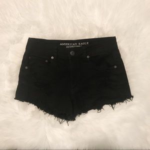 High waisted Black Denim Shorts