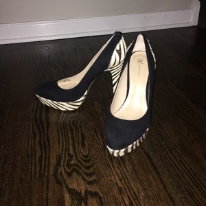 INC Black and Zebra Pumps